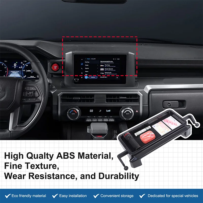 Double Phone Holder Base Car Screen Fixed Organizer Base Storage Box Car Accessories For Toyota Tacoma 2024 2025 SR SR5 TRD