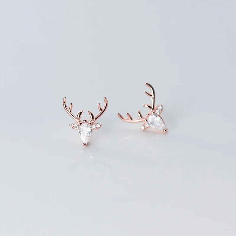 Modian Bright Zircon Exquisite Lovely Animal Antlers Sterling Silver 925 Sud Earring for Women Elk Pattern Ear Pin Fine Jewelry