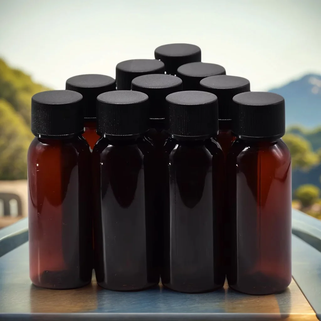 

10pcs 1OZ Amber Bottles with Normal Sealing Caps Plastic PET 30ml Dispense Bottles for Travel Medicine Liquid Storage