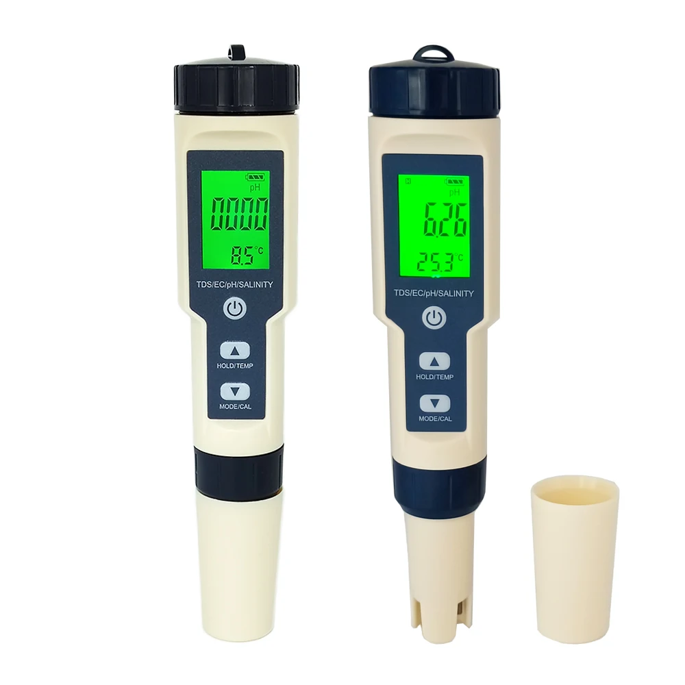 

5 in 1 Water Tester Salinity TEMP TDS EC PH Meter Drinking Water Multifunction Tester Pen