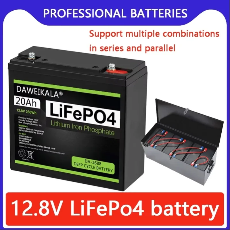 12V 20Ah LiFePO4-Batterie unterstützt Serien- und Parallelschaltung für 24V 36V 48V 60V, wiederaufladbare LiFePO4-Tiefzyklusbatterie mit BMS, geeignet für Kinderroller, Boote und Schiffsmotoren |