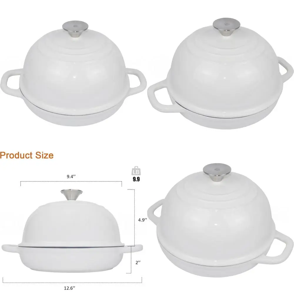 

Enameled Cast Iron Dutch Oven for Sourdough Bread Baking, 5 Quart Pot with Lid, Ideal for Bread Oven Use