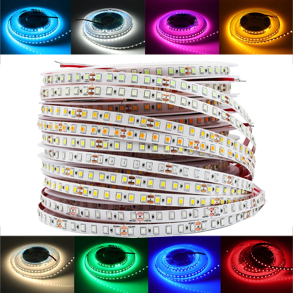 fita flexivel corda luzes tira led vermelho azul rosa amarelo ice blue branco decoracao para a casa dc 12v smd 2835 120leds m 5m por rolo 01