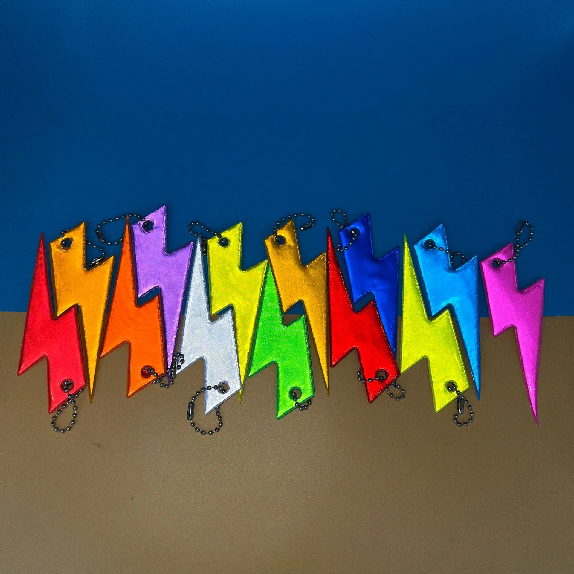 Reflective Keychains, Colorful Lightning Design