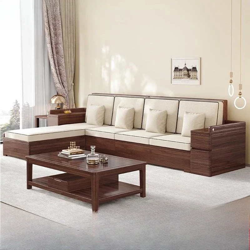 

Solid wood sofa combination new Chinese style modern simple concubine fabric storage size apartment living room furniture