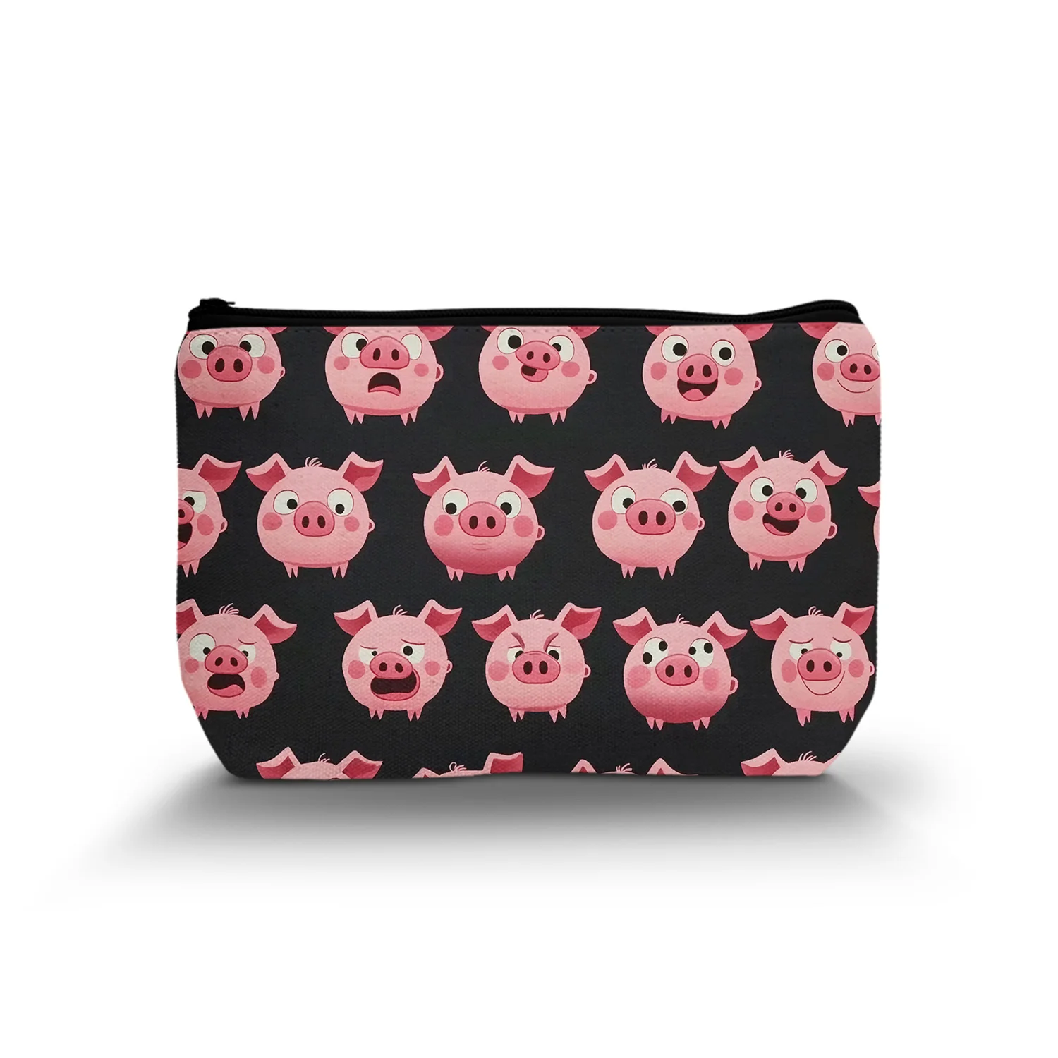 1 Pc Cartoon Pigs Pattern Cosmetic Bag Makeup Storage Bag Lightweight Makeup Organizer For Travel Women And Men 8.66x5.51Inch