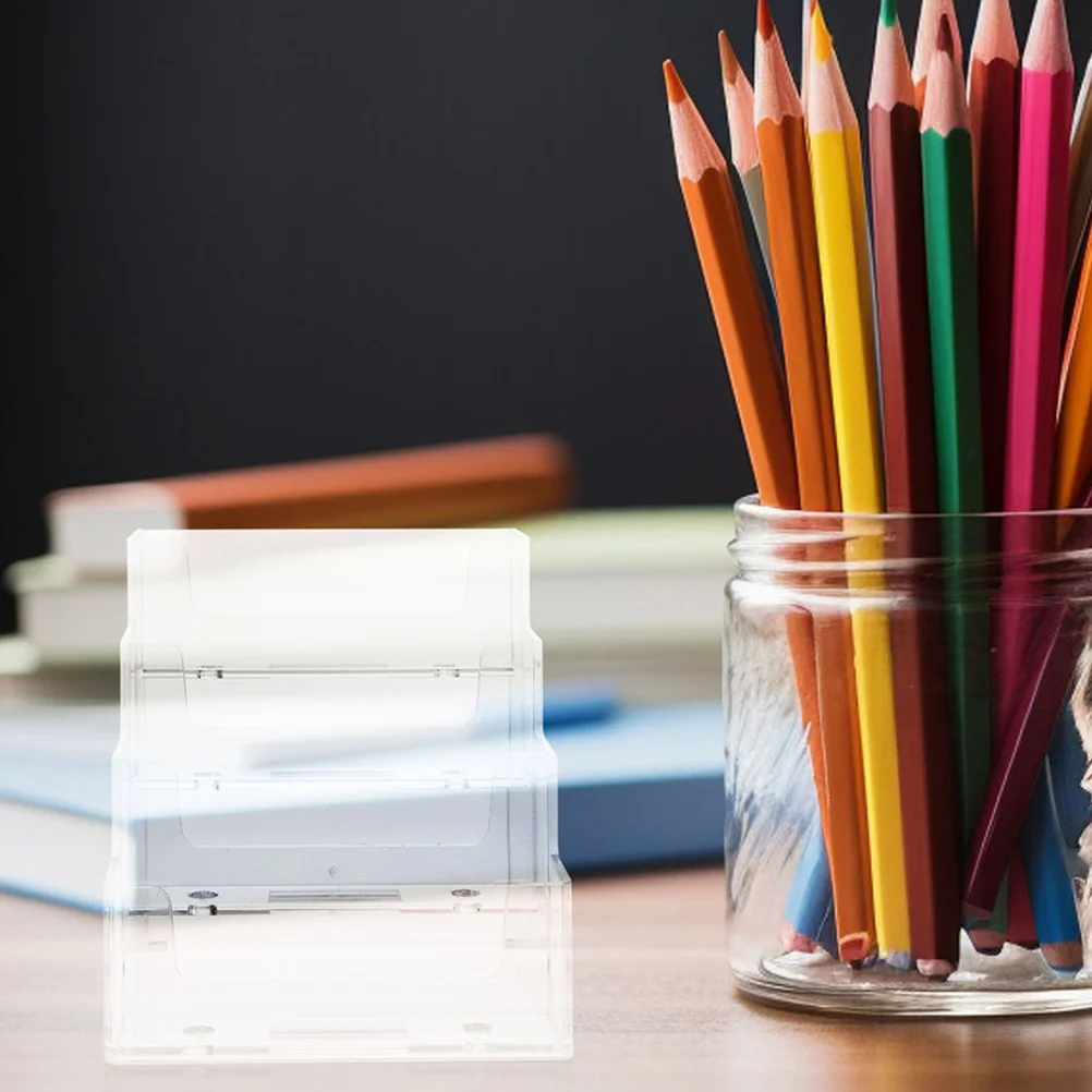 2 Pcs Business Card Case Cards Holder Desktop Display Reusable Place Convenient Clear Organizer