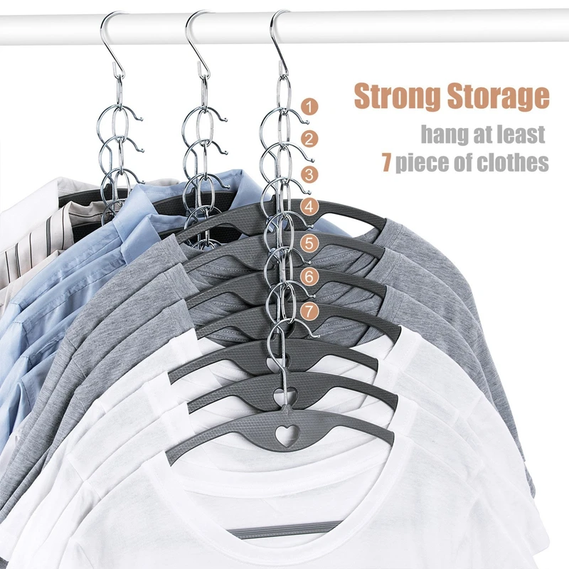 6Pcs Hanging Hole Wardrobe Multi-port Support Circle Clothes Chain Hooks Clothing Drying Rack Hangers Home Storage