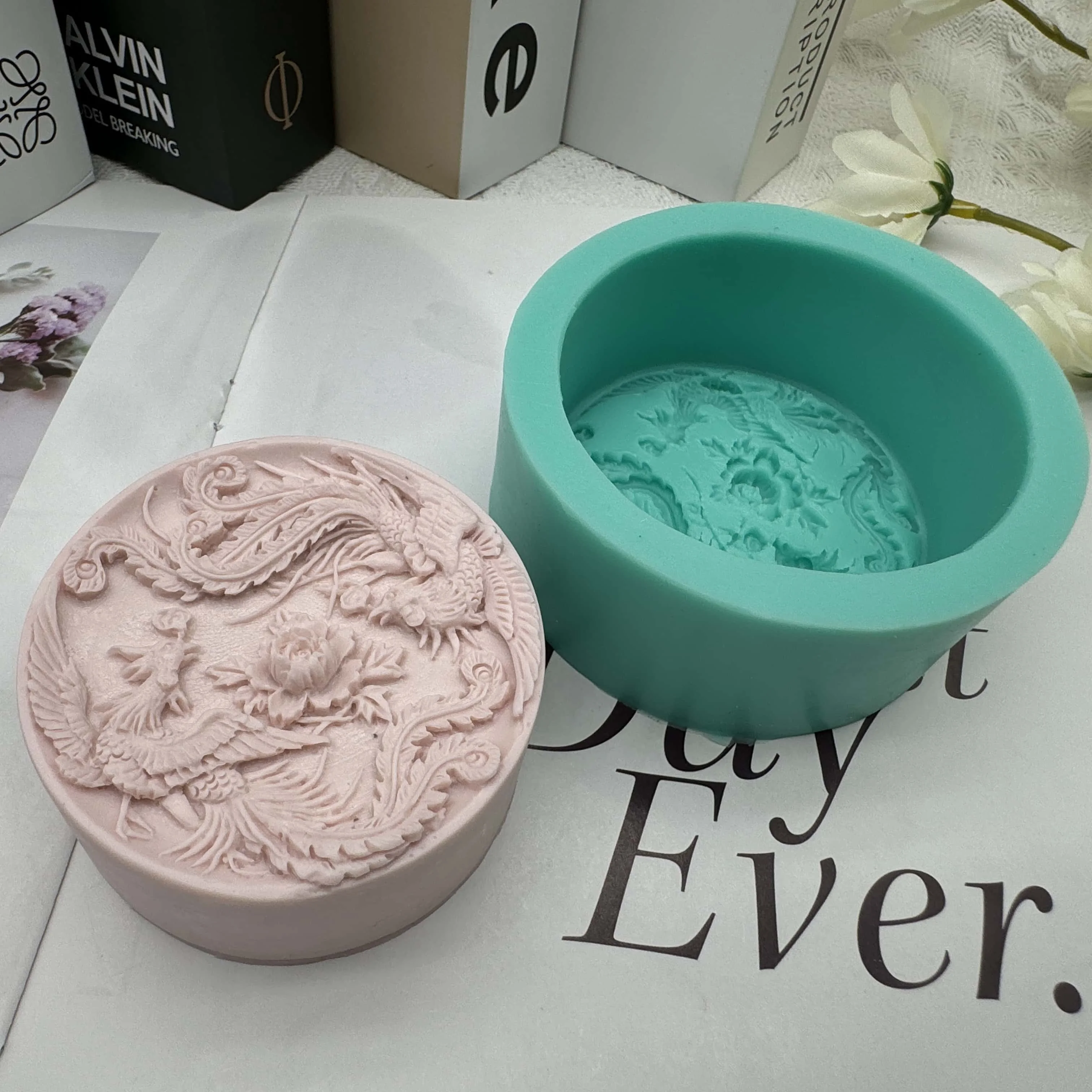 Phoenix Design Art stampi per sapone stampo in Silicone rotondo per sapone naturale che fa muffa del gesso di aromaterapia della cera della torta