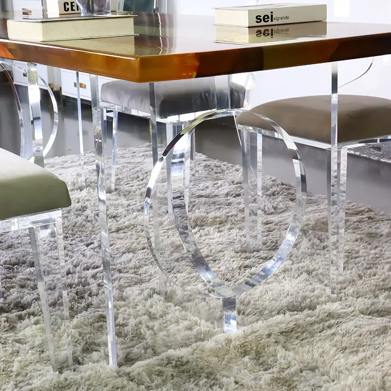 Leisure  acrylic combination living room Italian products dining table sofa bar table T-shaped table legs rack furniture