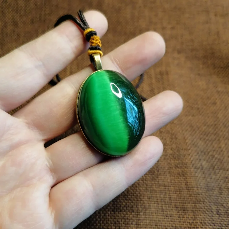 

Винтажное ожерелье из латуни с инкрустированным опалом, ожерелье с цепочкой на свитер, кулон с Императорским зеленым медным красивым узором