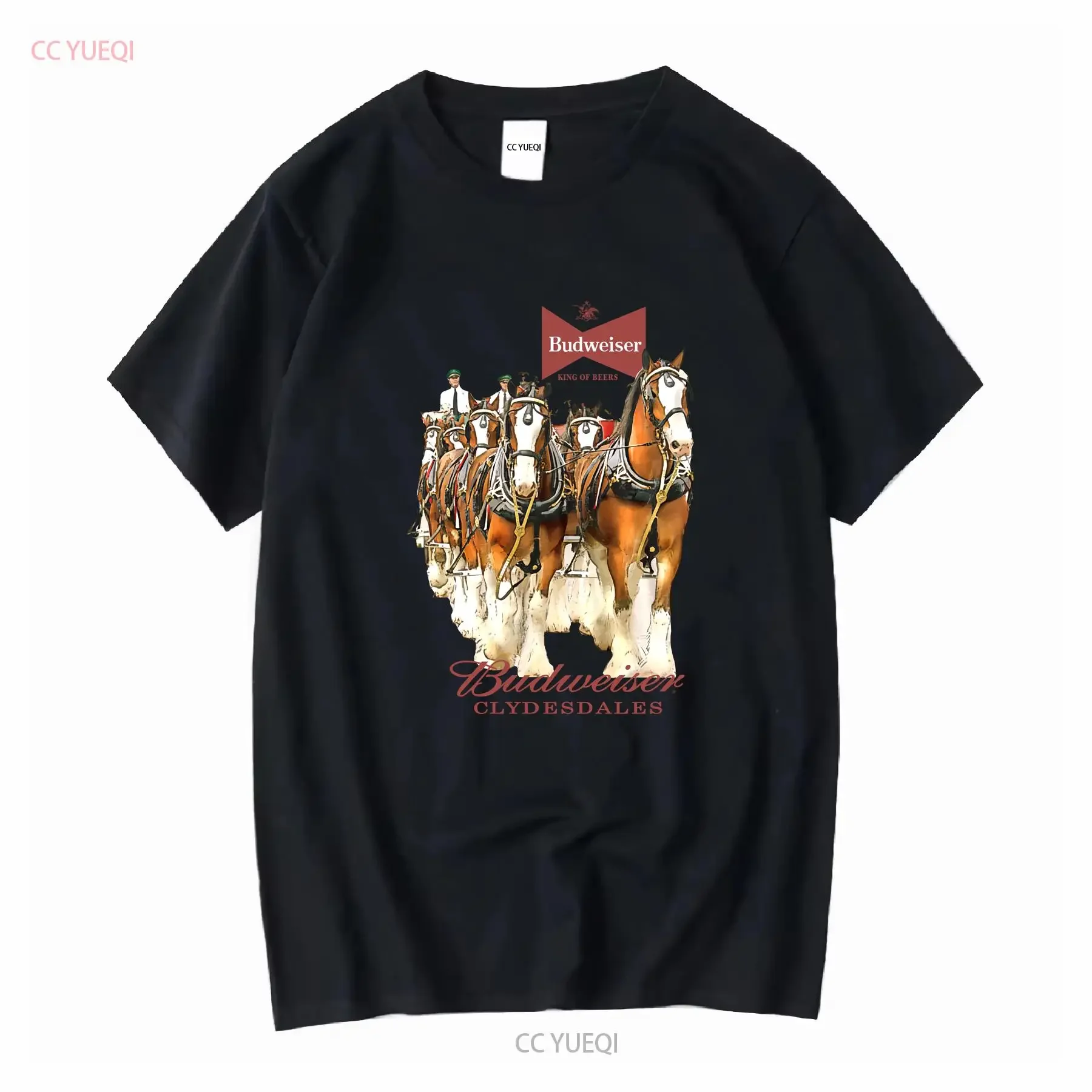 Budweiser camiseta mujer medio gris rojo Clydesdales caballos cerveza señoras manga larga vintage lavado streetwear moda