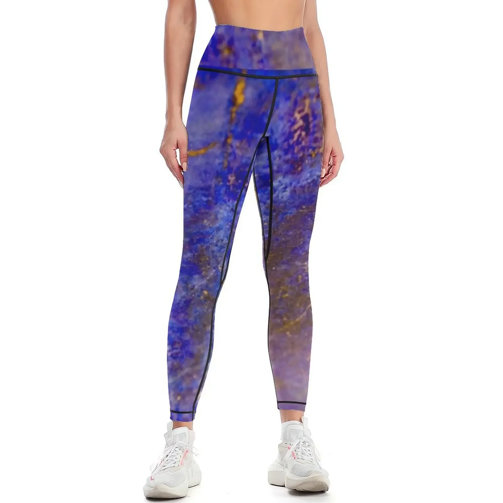 Blue marble - patterned texture background Leggings sports woman gym flared Golf wear Women's high waist Womens Leggings