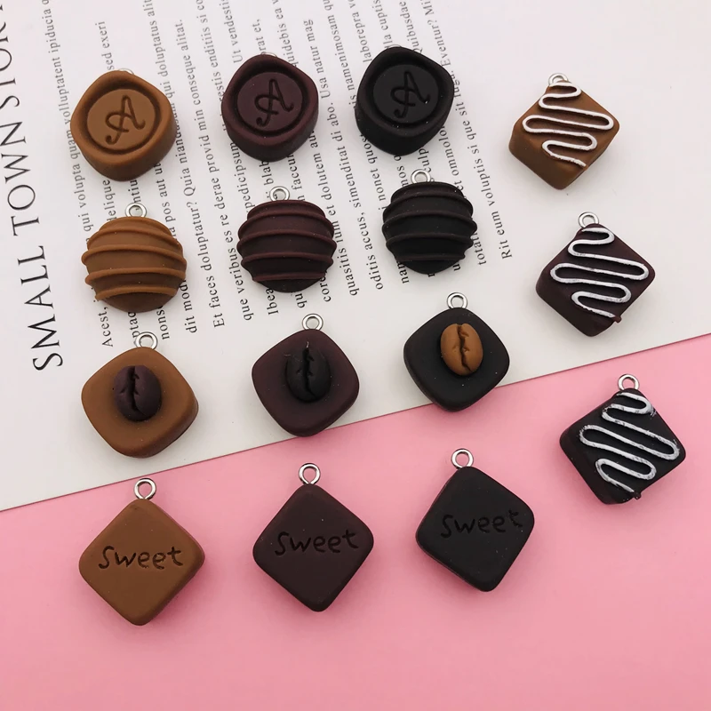 10pcs Kawaii Hot Selling Cute New Chocolate Charm Pendant for Earring Keychain Jewelry accessory DIY Making