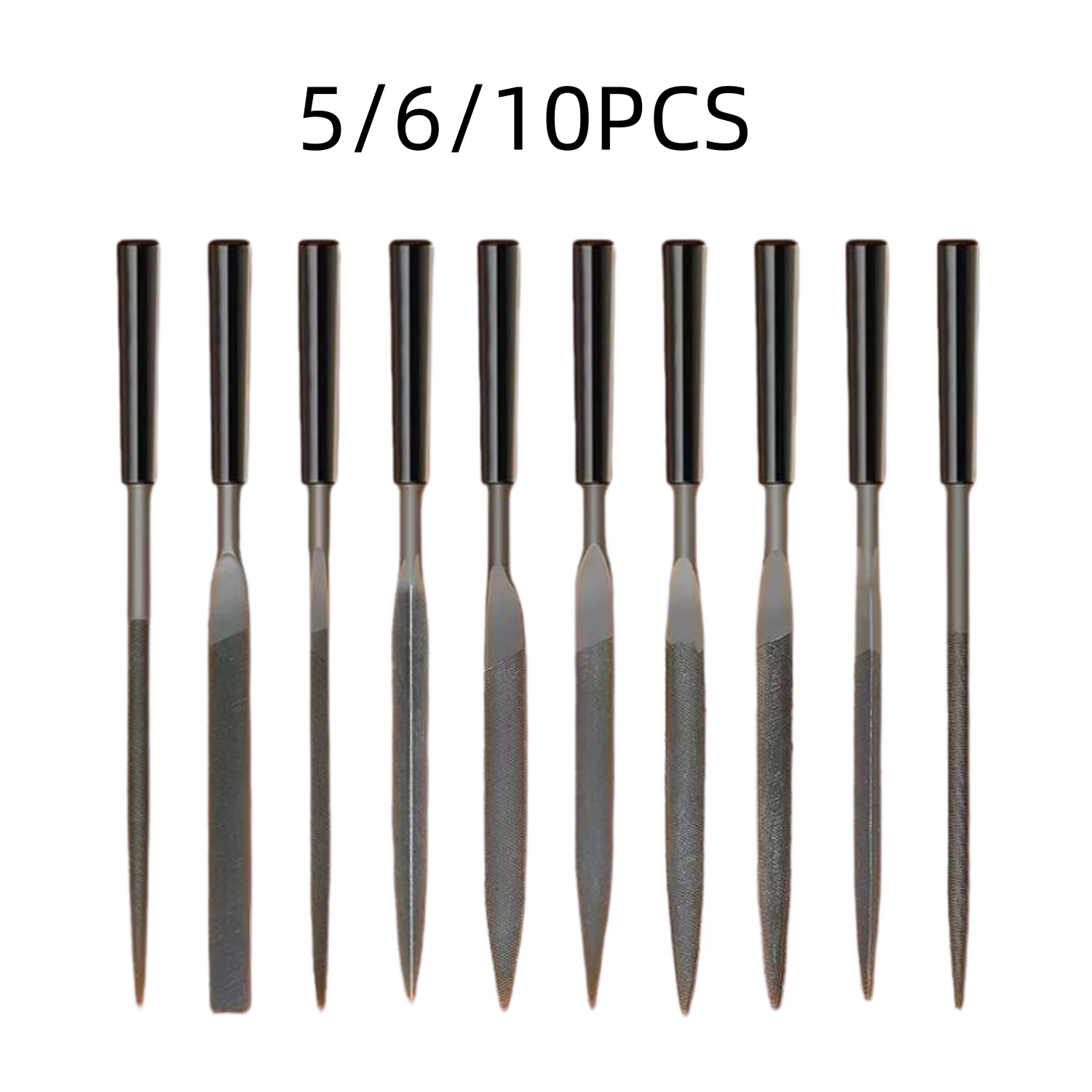 5/6/10-teiliges Metall-Nadelfeilen-Set, Holzraspel, Metallpolier-Handfeilenwerkzeuge, Stahlraspel, Nadelfeilen für Metall-, Glas- und Steinschnitzereien – Detail 1