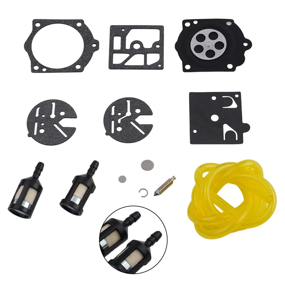 Oil Cap Carburetor Repair Kit Air Fuel Filter Rebuilt Kit Piston Injector Ring 1 Set For McCulloch Pro Mac 610 650 655