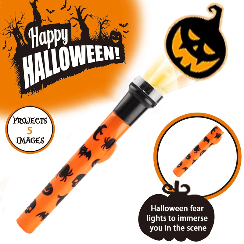 Plastic Led Projection Flashlight Kids toy for Halloween Customized Pattern Projector Torch  Flashlight whichout Battery