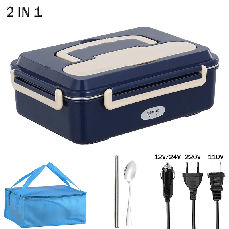 Dual Use Car Office 12V 24V 110V 220V Electric Lunch Box Leakproof Student Portable Food Warmer Container Heater With Bag Set