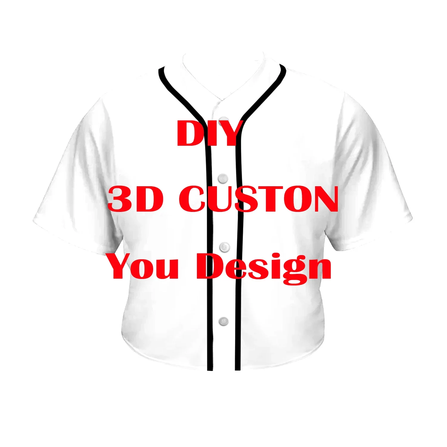 

MCDV DIY Custom Design 3D printed women's short baseball shirt casual sports style Crop top baseball jerery