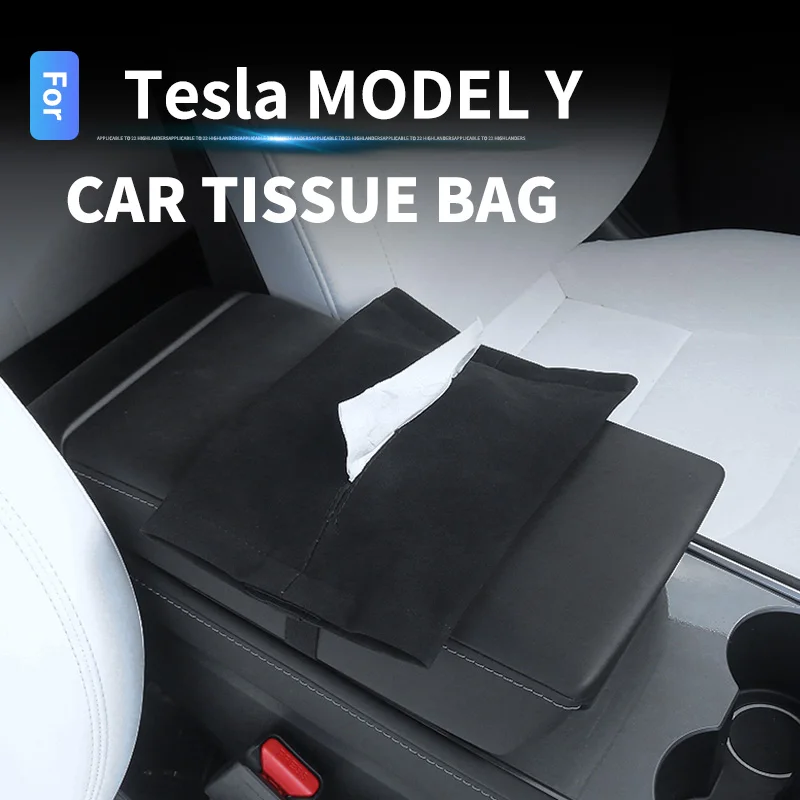 

Car Simple Tissue Box Central Control Armrest Box Seat Portable Tissue Storage Bag Modified Accessories For Tesla ModelY 3 X S