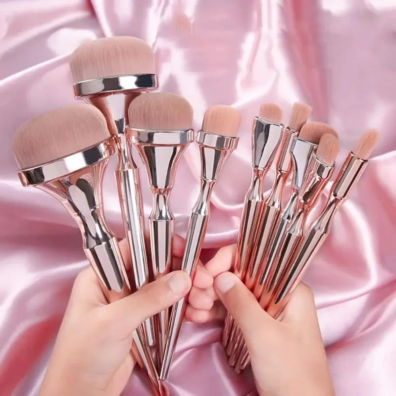 9Pcs Beauty Brushes Professional Smooth Coverage Plastic Handgrip Comfortable to Grip Eye Shadow Concealer Brushes Vanity Suppli