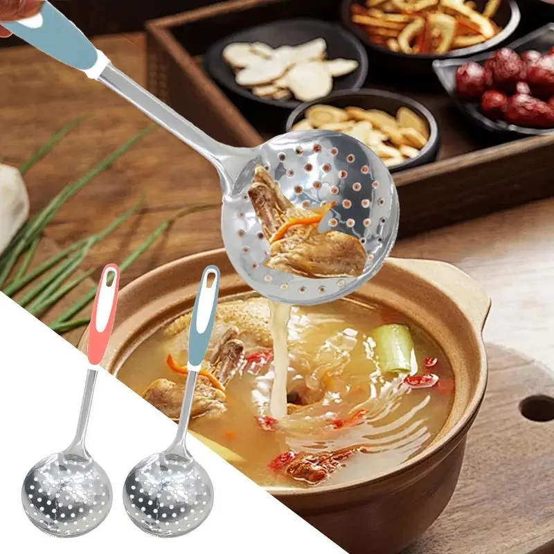 Kitchen Strainer Scoop Stainless Steel Cooking Strainer Colander Large Capacity Cooking Tool For French Fries Wonton Noddles