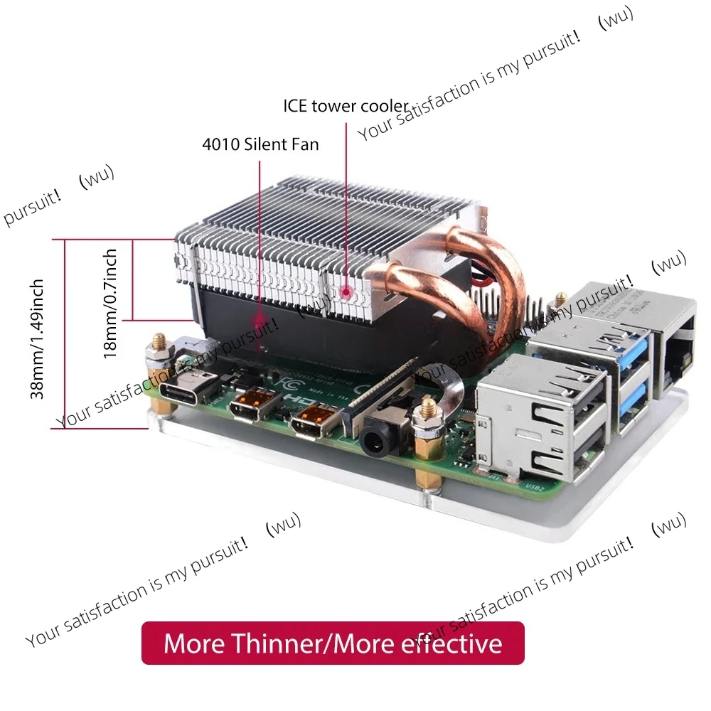 ZOCI  New Low-profile ICE Tower Silent Cooler Cooling Fan for Raspberry Pi 4B/3B+/3B