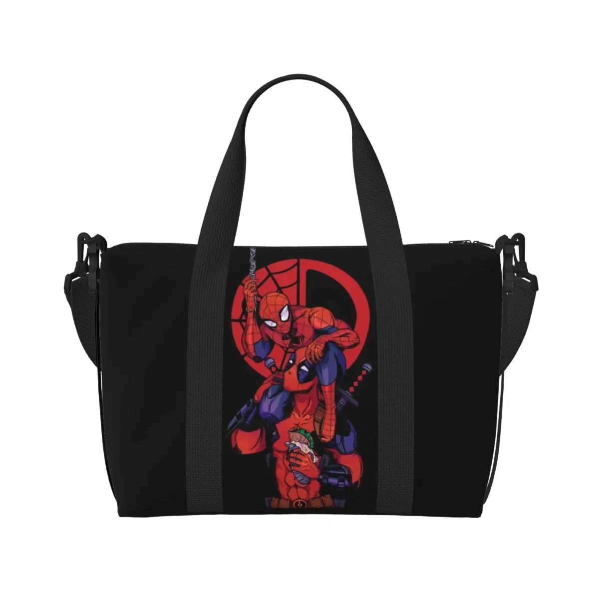 Custom Deadpool And Spiderman Beach Tote Bag for Women Extra Large Gym Carry On Travel Shopping Bags