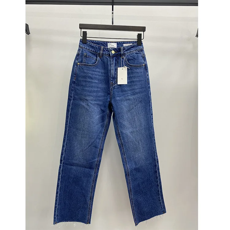 Women cotton denim pants 2024 new casual Commuter high straight leg jeans