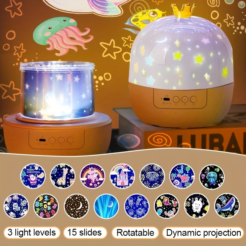LED Galaxy Night Light Projector 360° Rotation 15 Projection Patterns USB Portable Star Lights Cute Unicorn for Birthday Gifts