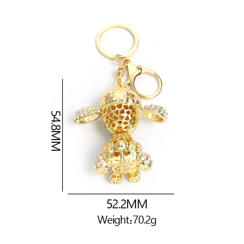 Lovely Poodle Teddy Dog Keychain Cute Animal Alloy Rhinestone Inlaid Charm Keyring Car Key Ring Holder Fashion Jewelry Accessory