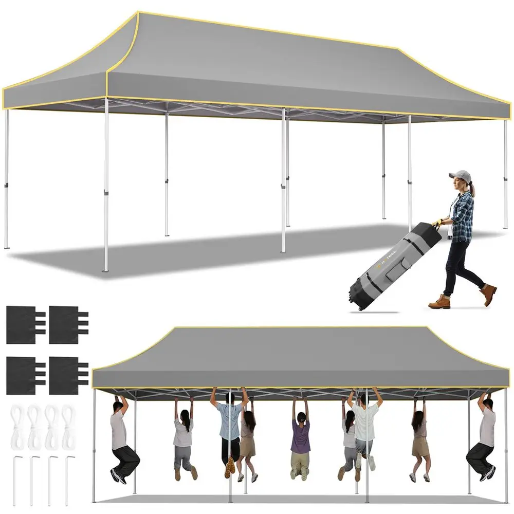 

10x30 Pop Canopy Tent Heavy Duty Without Sidewalls, Waterproof Party Tent, Easy Setup Commercial Instant Tents with Roller B