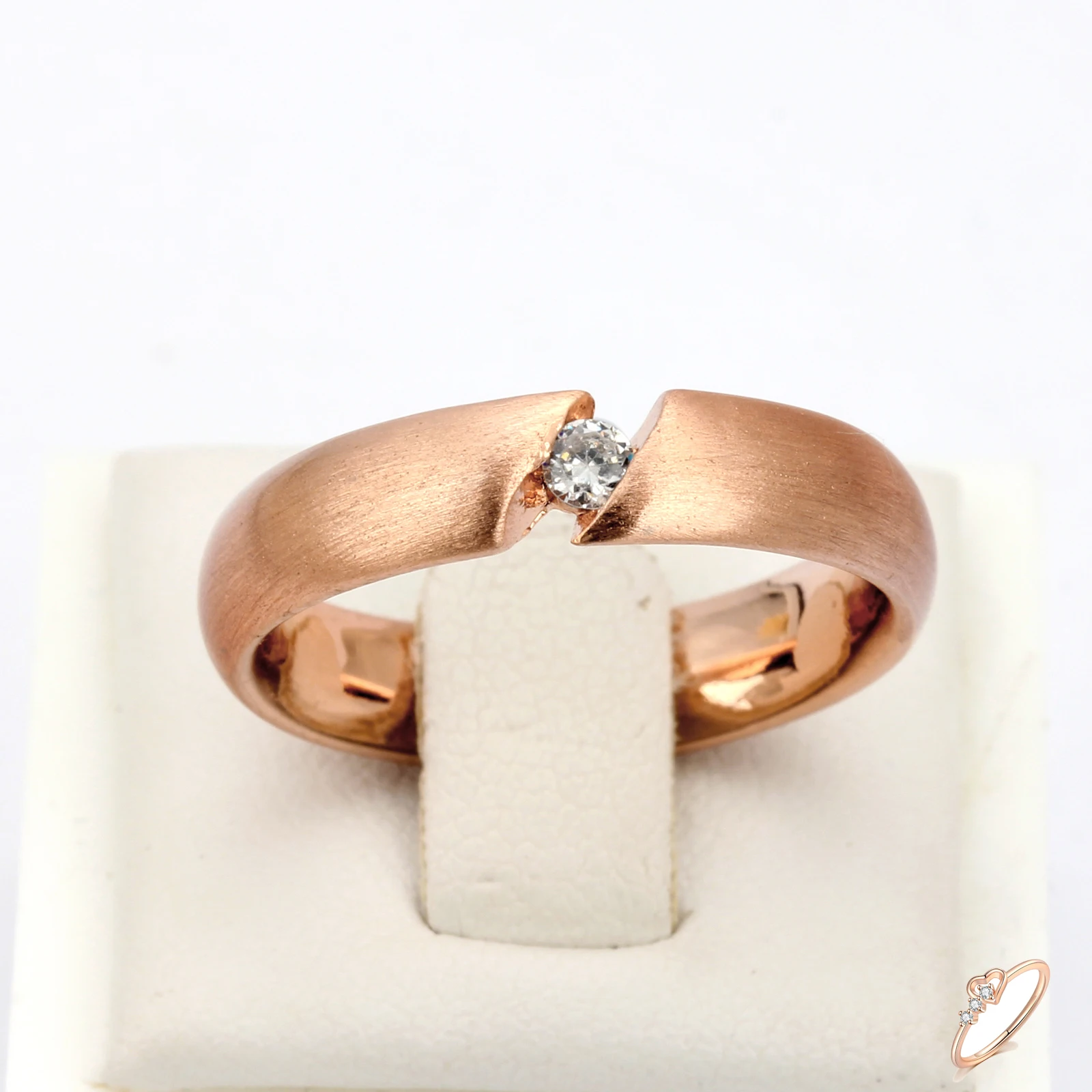 ZHOUYANG Top Quality CZ Wire Drawing Process Rose Gold Color Lover's Ring Austrian Crystal Full Sizes ZYR441 ZYR442