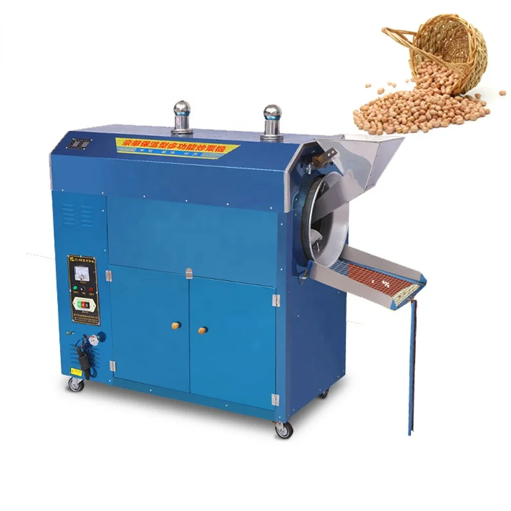 

100kg per hour nuts roasting machine roaster peanut cacao bean roaster machine