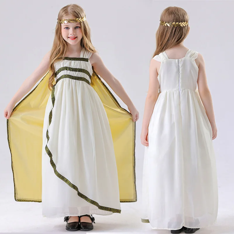 

loween Costume Children's Queen Gold Girl's Princ Skirt Ancient Roman Performance Clothes for Girls loween Outfits