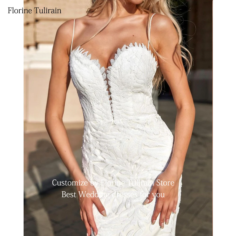 Bespoke Robe De Mariée with Sexy V-Neck Spaghetti Straps Backless Elegant Stright Court Train Wedding Dresses for Brides 2023