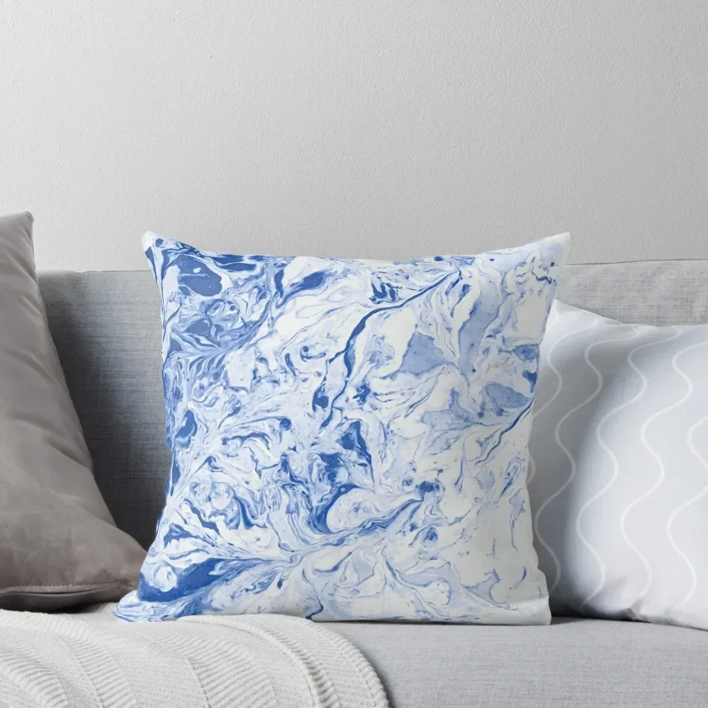 

Blue and white marble texture. Throw Pillow christmas supplies Couch Pillows pillow