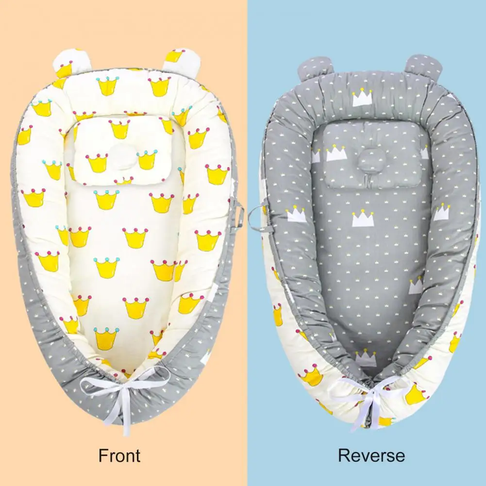 Practical Newborn Bassinet Cartoon Pattern Infant Floor Seat Breathable Newborn Cradle Travel Bassinet Mattress Co-Sleeping