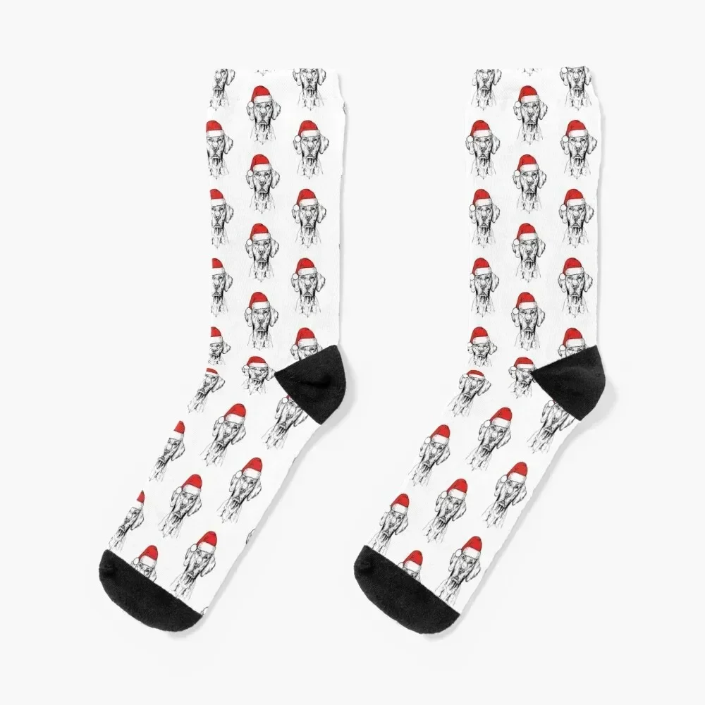 

Christmas Vizsla Santa Dog Holiday Socks loose colored christmas gift sheer Male Socks Women's