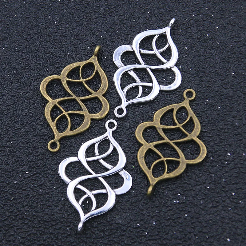 20Pcs 20*32MM 2 Color Charm Hollow Triangle Fan  Porous  Retro Zinc Alloy  Connectors Linker DIY Jewelry Pendant Material