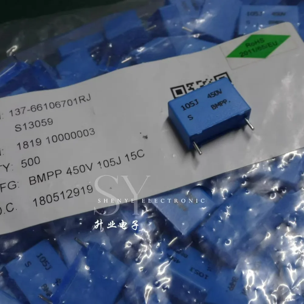 10PCS 1.0uf/450v 1u0 1uf 105 ยี่ห้อใหม่ความแม่นยําสูง 5% 15 มม.ตัวเก็บประจุฟิล์ม