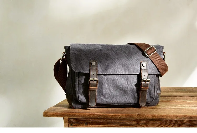 Vintage Herren Outdoor Casual Umhängetasche Canvas Single Shoulder Umhängetasche Herren Anti-Splash Oil Wax Vintage Umhängetasche – Detail 1