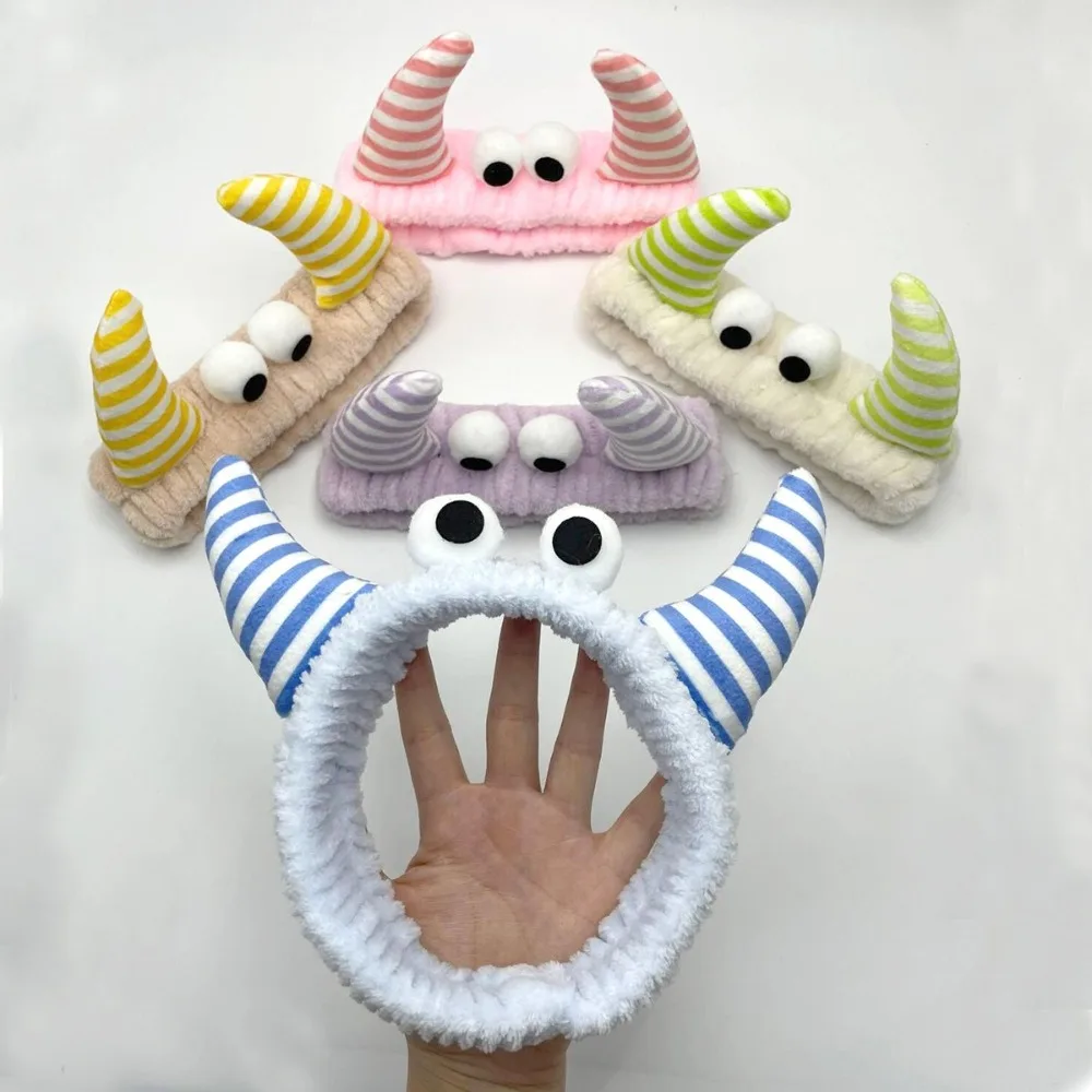 

Cute Cartoon Eyes Hair Band Soft Elastic Fabric Wash Face Headband Adjustable Band Lightweight Travel Headband Women