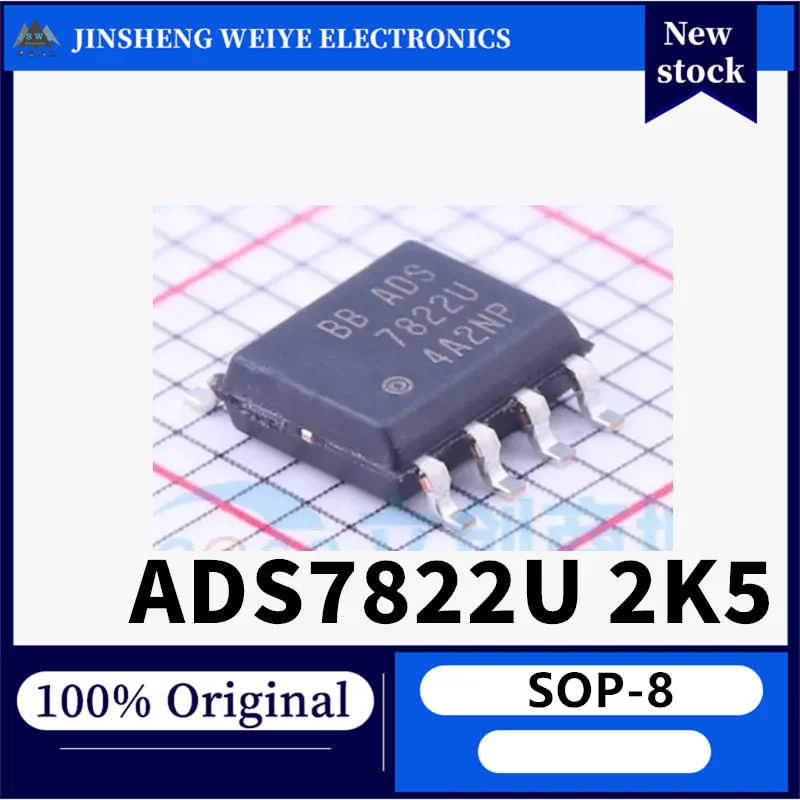 (2/10 Pieces) ADS7822U/2K5 7822U SOIC-8 SAR ADC Chip, Brand New, Original, in Stock, Electronic IC.