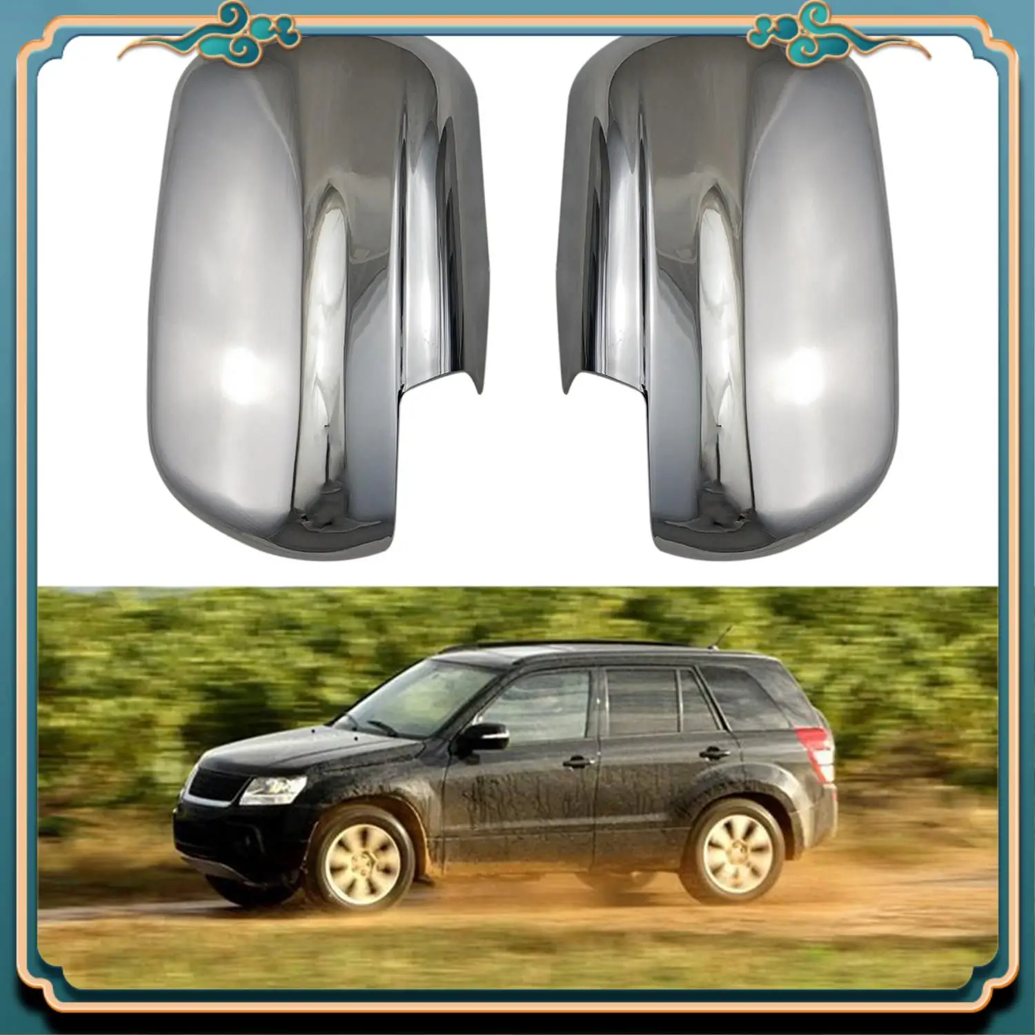 

Новейшие чехлы на зеркала заднего вида на двери автомобиля для Suzuki Grand Vitara JT 2008-2014, хромированные аксессуары из АБС-пластика