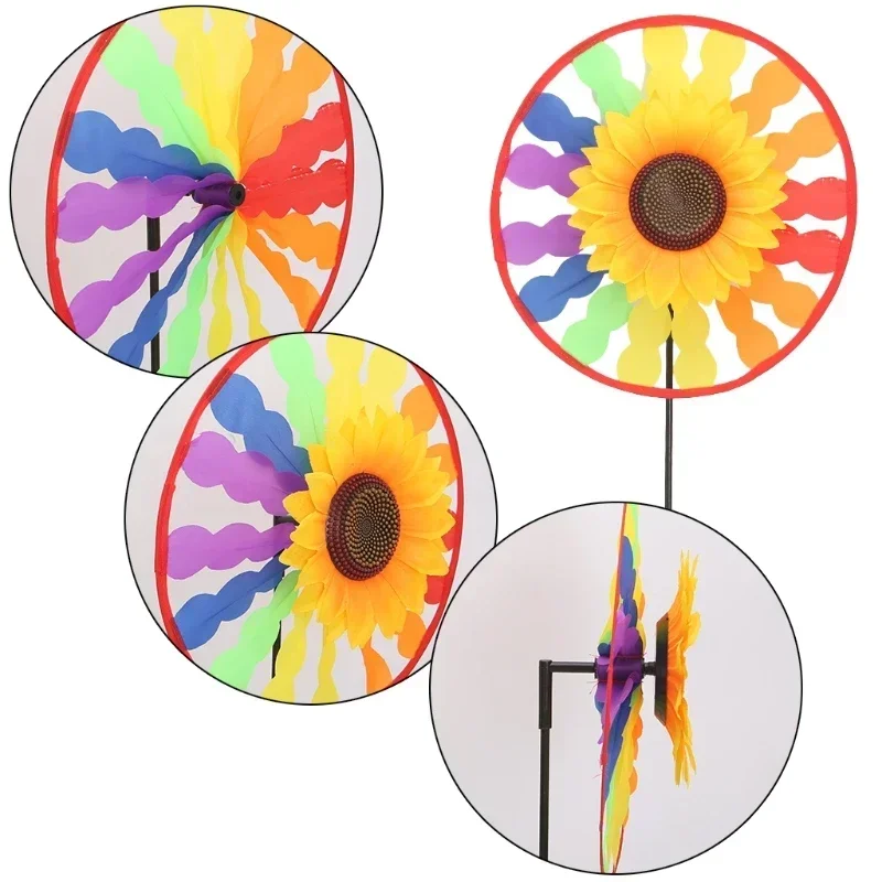 Girassol Windmill for Kids, Girando Vento Spinner, Home Yard, Decoração do jardim, Kinetic Wind Spinners, Fan Pinwheels, Brinquedo das crianças, 10pcs