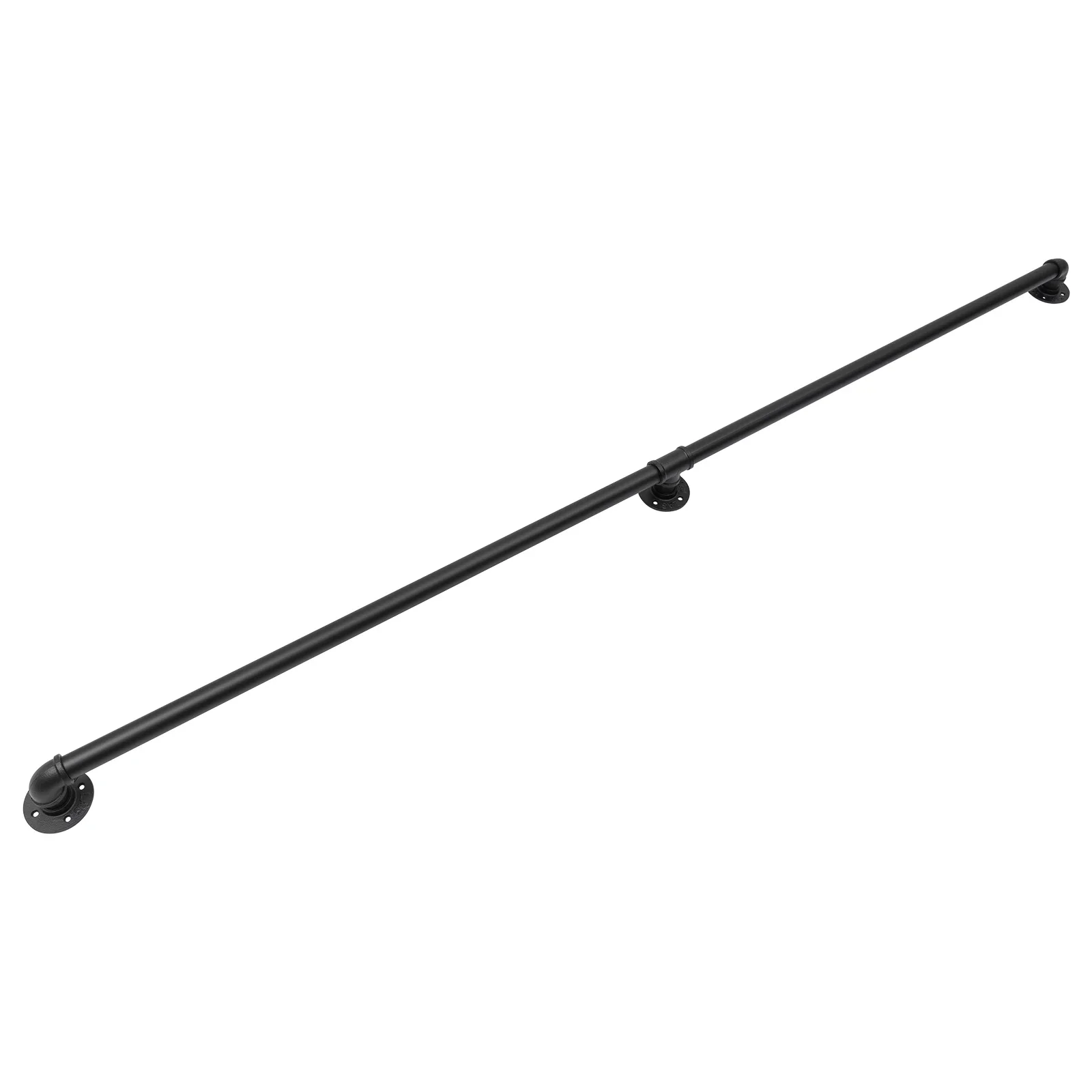 Railing Tangga Logam Kokoh dengan Pipa Besi Galvanis, Gaya Industrial Hitam, Pemasangan DIY, Tahan Panas dan Karat, Mudah