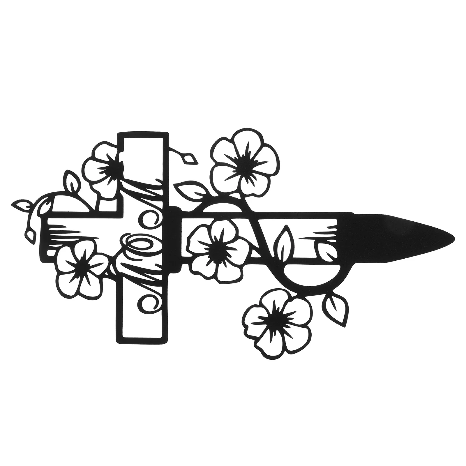 

1 Set Cross Grave Decorations Iron Cemetery Memorial Stake For Outdoor Garden Lawn Black Hollow Design Decorative Garden Stakes
