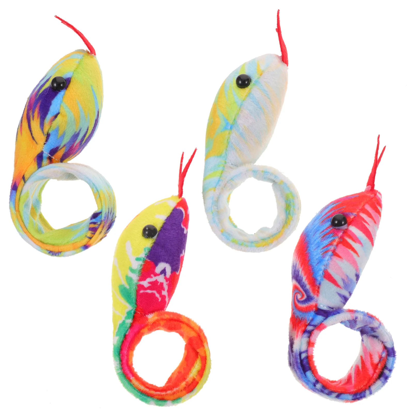 4 Pcs Serpentine Snake Ring Baby Stuffed Toy Reptile Party Favor Cloth Slap Bracelets for Boys