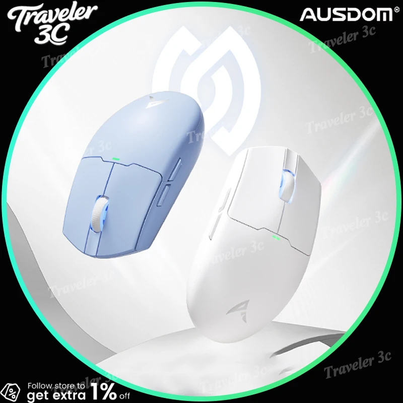 

AUSDOM G02 Tri Mode Wireless Mouse Lightweight Ergonomic Long Battery Life Bluetooth Gaming Office For Small Medium Hands PC